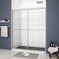 VISRACK Double Sliding Shower Door 44-48x70 Inch, Framed Bathroom Glass Door with 1/4" Thick Tempered Glass & 304 Stainless Steel Hardware, Waterproof for Bathtub or Shower Enclosure