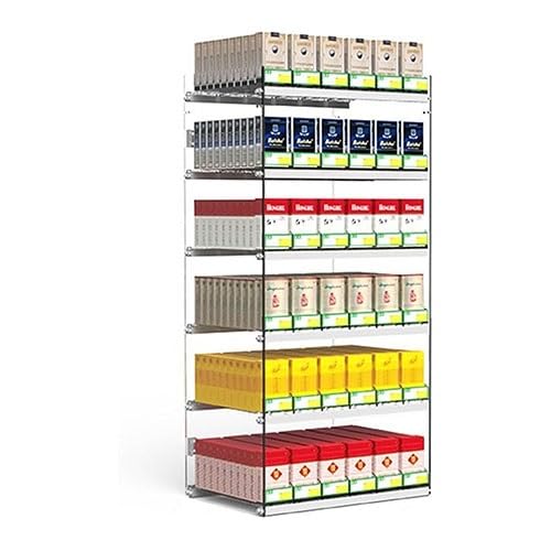 Gablotka na papierosy, stojak na papierosy – automatyczny stojak na tacę na tytoń do sklepów detalicznych, 6-warstwowa przezroczysta półka pływająca, przegródka na zapałki w supermarkecie