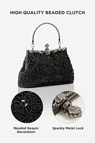 Image of BABEYOND 1920s Flapper Clutch Gatsby Pearl Handbag Roaring 20s Evening Clutch Beaded Bag 1920s Gatsby Costume Accessories