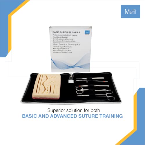 Miniatura 7 de Meril Kit de práctica de sutura, habilidades quirúrgicas básicas para estudiantes de medicina, enfermeras, incluye almohadilla de sutura premium con