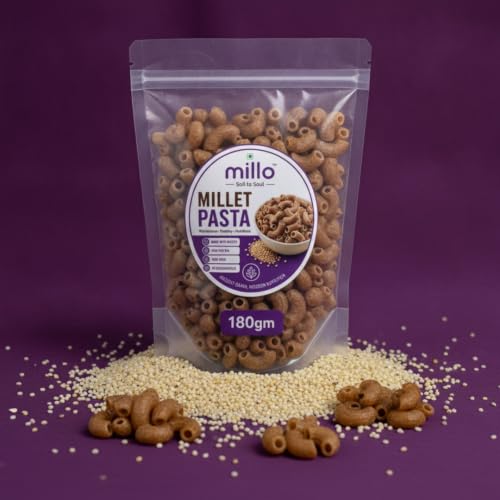 Image of Millo Millet Pasta | High Protein & High Fiber Pasta Made with Barnyard Millet | No Maida | Gluten Free | Healthy Pasta | 180g