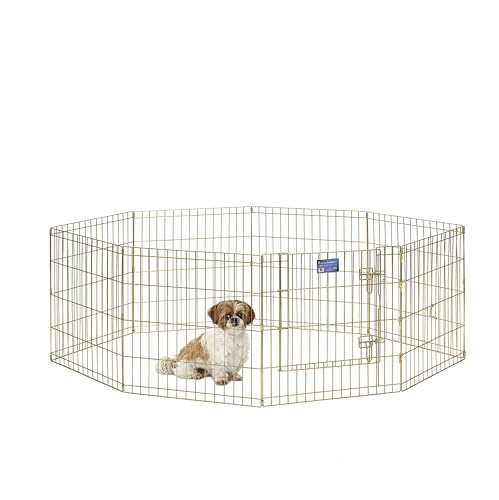 Image of MidWest Homes for Pets Dog Exercise Pen & Playpen, 24"W x 24"H, No Door, Gold Zinc