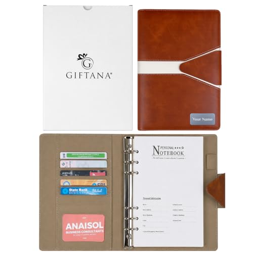 Image of Giftana Personalized Diary with Name, Personalized Office Planner Notebook Diary with Magnetic Lock, Corporate Gifts for Employee (Tan)