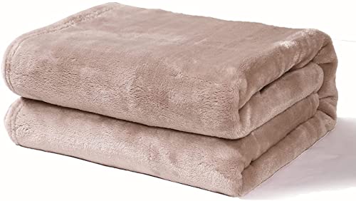 Image of VAS COLLECTIONS Premium Plush Double Blanket | 300 GSM Lightweight Cozy Soft for Bed, Sofa, Couch, Travel & Camping| 220x230 cm or 86x90 inches | Beige