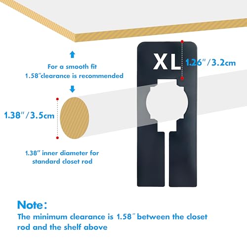 Vantasii 40 Pack Rectangular Black Plastic Clothing Size Closet Rack Dividers Hangers, Preprinted in 8 Sizes XXS, XS, S, M, L, XL, XXL, XXXL (2.5”x 5”, Inner Diameter 1.38”)