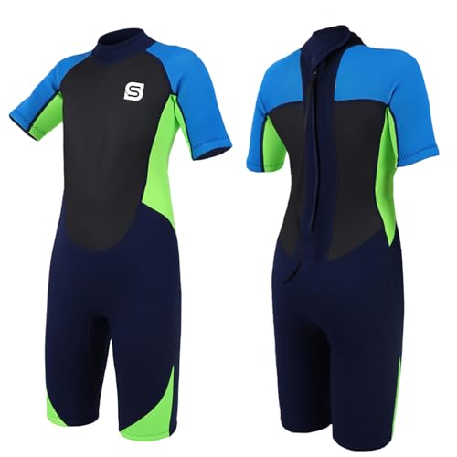 Yikayin Neoprenanzug Kinder Lang, 2.5mm Neoprenanzug Jungen Mädchen Rücken-Reißverschluss, Neopren Kinder Thermo zum Schwimmen, Tauchen, Schnorcheln, Surfen, SUP - Orange S