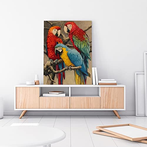 Modern Canvas Art Three Beautiful Parrots Painting Poster Print Canvas Painting Posters And Prints Wall Art Pictures For Living Room Bedroom Decor 16X20Inch(40X51Cm) Unframe-Style #TOP2