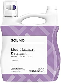 Amazon Brand - Solimo Concentrated Liquid Laundry Detergent, Lavender, 128 loads, 96 Fl