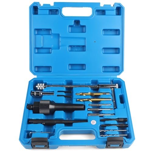 EXLECO Glühkerzen Ausbohrwerkzeug 16-teilig für M8 M10 Glühkerzen Glühkerzen Ausbau und Gewinde Reparatur Satz Glühstift Auszieher Glühkerzenreparatur Glühkerzenlöser für Glühkerzen Wechsel Demontage