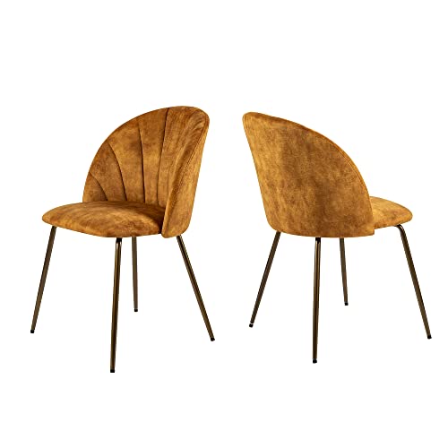 Gia Home Furniture Series Mid-Century Modern Dining Chair With Tufted Cinnamon Velvet Upholstery, Set Of 2, Bronze #TOP9
