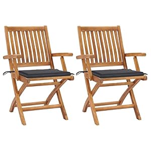 Gecheer Gecheer Gartenstühle Gartenstuhl Balkonstuhl Balkonstühle Terrassenstuhl Outdoor-Stühle 2 STK. mit Anthrazit Kissen Massivholz Teak Type3