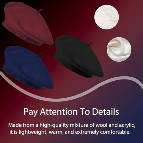 Image of Jolbndcv 6PCS Beret, French Beanie, Outdoor, Winter, Fashion Lady Hat | One Size Fits Most,Solid Color,Stretchable,for All Season