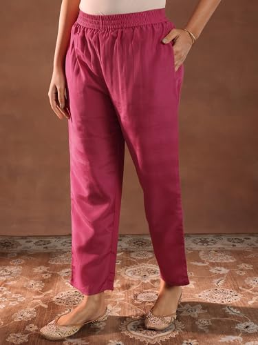 Image of Libas Womens Printed Silk Blend Straight Kurta With Palazzos and Dupatta | daily wear suit