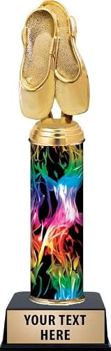 Crown Awards Customized Rainbow Inferno Ballet Trophy, 11" Ballet Shoes Trophy Award, Personalize Now