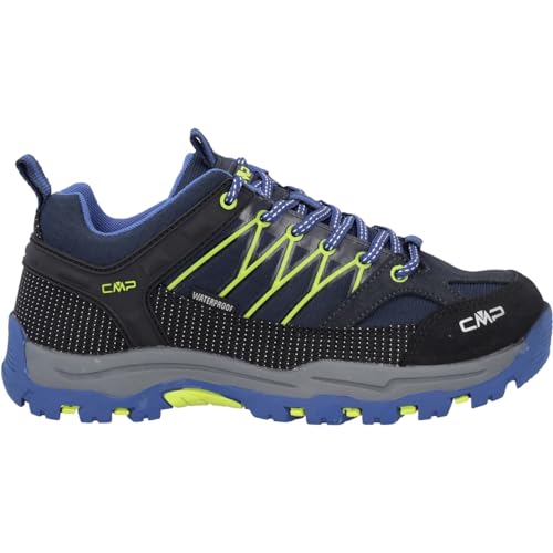 CMP Kids Rigel Low Trekking Shoes Kids WP, Zapatos de Trekking Unisex niños, Negro Azulado Eléctrico, 39 EU