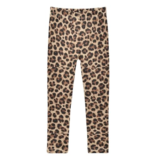 Brown Leopard Skin Print Girls Leggings Kids Yoga Pants Dance Active Tights 4T