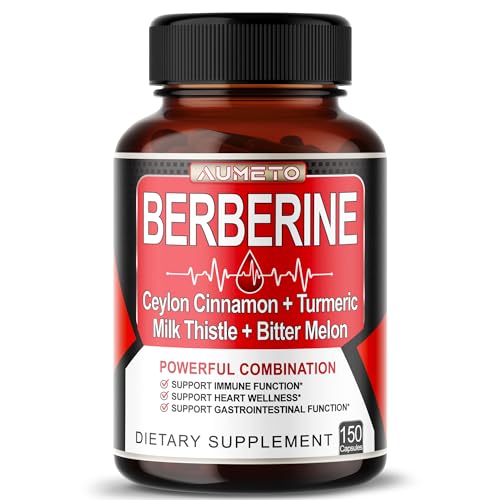Berberine Supplement – Enhanced with Ceylon Cinnamon, Turmeric, Milk Thistle, Bitter Melon for Digestion, Immunity & Weight Managament (150 Count (Pack of 1))