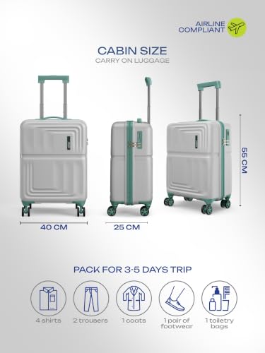 Image of Safari Roma Hard Luggage Trolley Bag with 8 Wheels Cabin Size Carry on Suitcase - Fog Grey