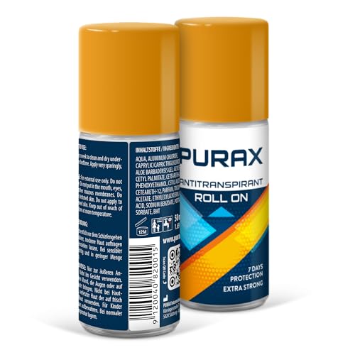 Purax Double Pack Antitranspirant Roll-On Extra Strong 50ml - 7 days protection, 2er Pack (2 x 50 ml)