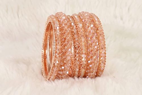 Image of NMII Stylish Pearls Alloy Metal Kada Bangles Set For Women and Girls | Fancy Metal Bangles | Trendy Design Bangles For Girls | Wedding, Party, Shadi Fashion Jewellery-Set of 6 Bangles