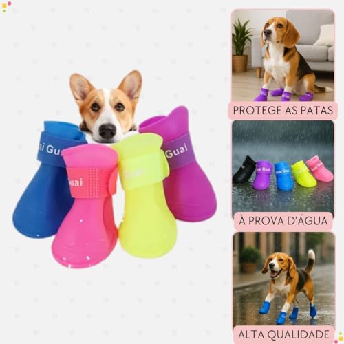 Sapato Bota de Silicone para Cachorro Antiderrapante Protetor de Patas Proteção para Passeio (Macho,