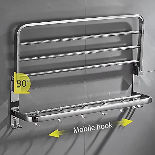 Toallero de baño de acero inoxidable con estante de pared de 60 cm 5