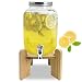 Tfwadmx 1 Gallon Drink Dispenser for Parties, Beverage Dispenser With Wood Stand Lemonade Dispenser Iced Tea Pitcher Party Beverage Dispenser for Lemonade, Juice, Punch, Water, Outdoor, Daily Use