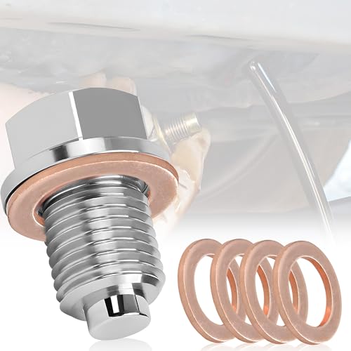 TUZHE Tappo magnetico per scarico olio M14 x 1,5 Guarnizione magnetica per scarico olio Guarnizione di scarico dell'olio Guarnizione di scarico dell'olio in acciaio inossidabile Guarnizione dell'olio