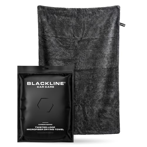 Blackline 24"x36" Twisted-Loop Car Drying Towel, 1300GSM, Streak Free, Lint Free, Reusable - Car Accessories, Microfiber Cleaning Cloth for Car, Truck, SUV - One Pass is All You Need