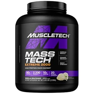Muscletech Mass Gainer Mass-Tech Extreme 2000, Muscle Builder Whey Protein Powder, Protein + Creatine + Carbs, Max-Protein Weight Gainer for Women & Men, Triple Chocolate, 6lbs (Packaging May Vary)