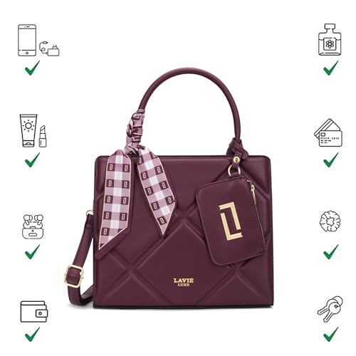 Image of Lavie Luxe Women's Quare26 Extra Large Laptop Satchel Bag | Upto 14 Inch | Satchel Handbag for Work | Ladies Purse | Stylish Shoulder Bag | Gift for Women