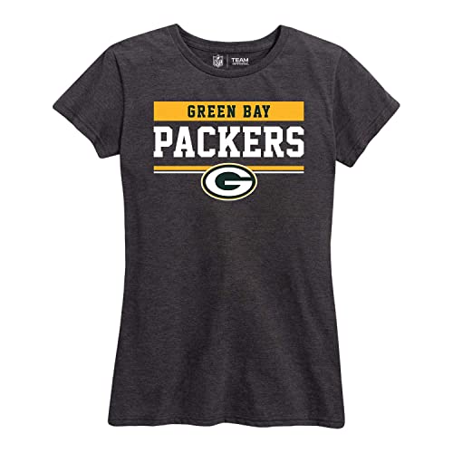 Team Fan Apparel NFL Women's Team Block Charcoal Tagless T-Shirt - Cotton Blend - Rock Game Day with Perfect Comfort & Style (Green Bay Packers - Charcoal, XX-Large)