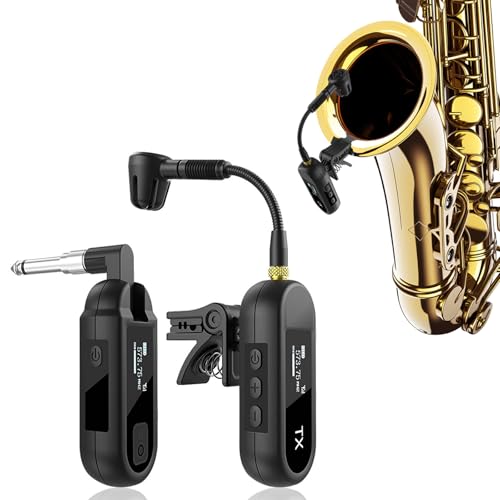 Système de microphone sans fil pour saxophone,microphone à pince pour saxophone/trompette/trombone,compatible avec les consoles de mixage,les équipements de sonorisation et les cartes son