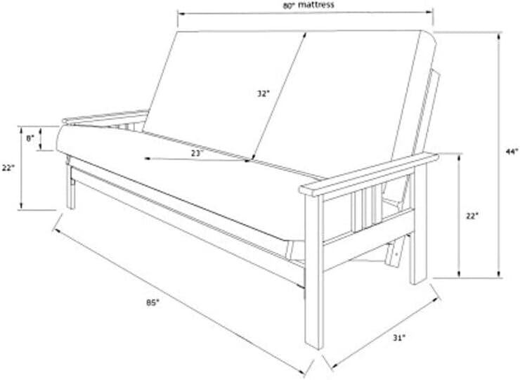 HomeStock Queen Futon Frame with Mattress & Drawers - Espresso Finish Sofa Bed