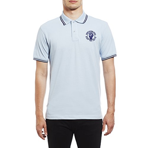 Northern Soul Keep The Faith Embroidered Heavyweight Fashion Quality Polo Shirt by 45REVS. Sky/Large