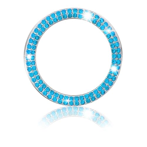 Luminuti Bling Crystal Push Start Engine Button Cover, Car Rhinestone Engine Start Ring Decals, Start Stop Button Cover/Sticker, Sparkling Car Interior Accessories for Women (Blue)
