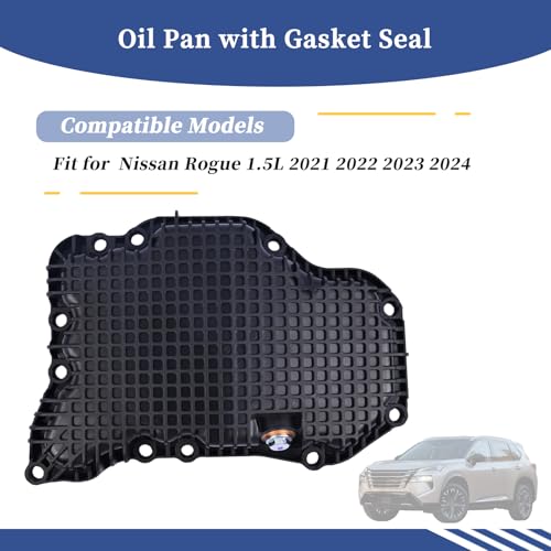 Image of 11110-6RC1B Oil Pan with Gasket Drain Plug Compatible with Nissan Rogue 1.5L 2021 2022 2023 2024 Replace 111106RC1B 11110 6RC1B