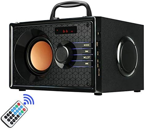 Portable Wireless Bluetooth Speakers with FM Radio Subwoofer MP3 Player Remote Control AUX, Rich Bass Party Speaker, Clear Stereo Sound Outdoor Home Desktop Speakers for Phone PC Computer TV(Black)
