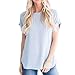 Produktbild ESAILQ Damen Casual Einfarbig Oberteil Bluse Sommer(M,Blau)