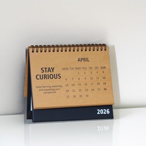 Image of INNAXA Motivational Desk Calendar 2026 Landscape Brown kraft Ecofriendly 4.6 x 6.5 inch