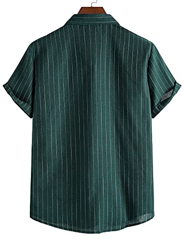 Soly Hux Men's Short Sleeve Button Down Shirts Casual Dress Going Out Camp Tops Dark Green S #TOP1
