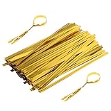 FRCOLOR 800pcs Gold Zip Ties Twist Ties for Bread Candy Bags Reusable Wrapping for Party Treat Bags Shiny Festive