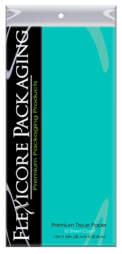 Flexicore Packaging |Caribbean Teal Gift Wrap Tissue Paper | Size: 15 Inch X 20 Inch | Count: 10 Sheets | Color: Caribbean Teal | DIY Craft, Art, Wrapping, Crepe, Decorations, Pom Pom, Packing & Party