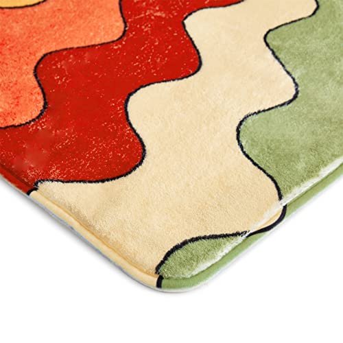 Yokii Orange Groovy Abstract Throw Rugs 2X3 Faux Wool Shag Plush Hippie Aesthetic Bathroom Rug Non-Slip Trippy Spiral Retro Colorful Small Area Rug For Kitchen Entryway Indoor Doormat #TOP3