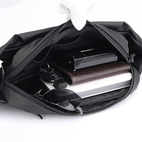 Sac banane imperméable noir avec 4 poches et porte-bouteille