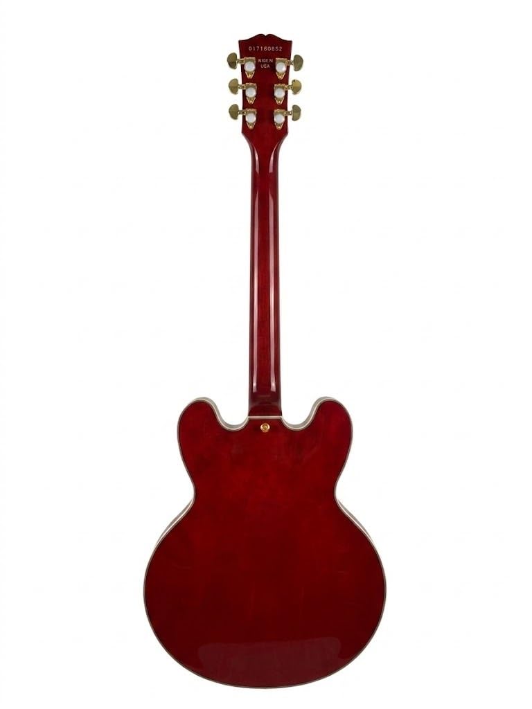 Chitarra elettrica a corpo semi-cavo, rossa con fori a F e doppio humbucker, 6 corde full size for jazz blues rock (Guitarra elettrica)