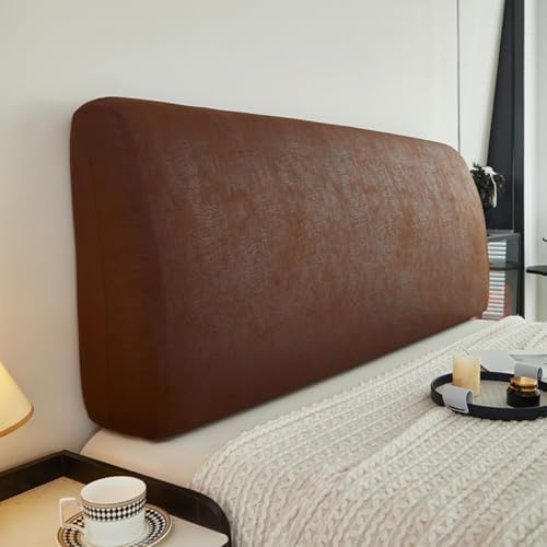 EFELIM Imitated Leather Bed Headboard Slipcover for Queen King Size, Stretch Bed Headboard Cover Retro Dustproof Protector Cover for Bedroom Decor (Dark Coffee,King:78.7in)