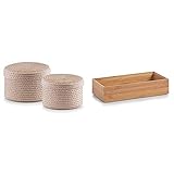 Produkt 1: 2-teiliges Set Zeller 14123 Korb-Set mit Deckel, 2-teilig, rund, PP, ø 16 x 10, ø 17 x 12 cm, natur & 13333 Ordnungsbox 30 x 15 x 7 cm, Bamboo
