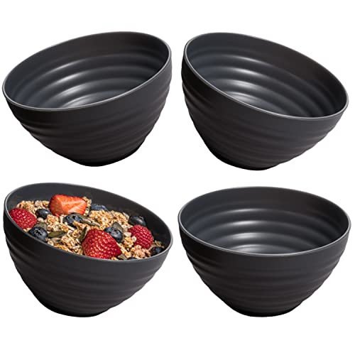 Hausfelder bol petit dejeuner, 4 bols noir 840 ml, bols à soupe, bol a cereales, lot de bol