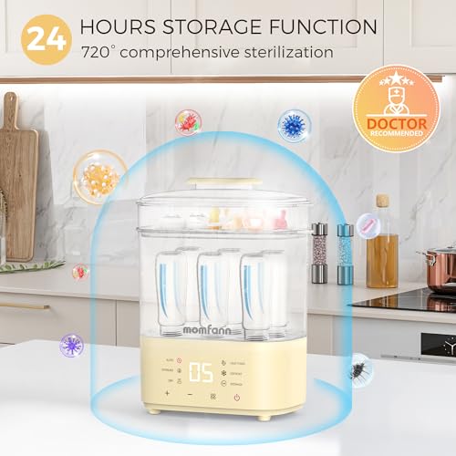 Bottle Sterilizer and Dryer, All-in-One Electric Steam Sterilizer Bottle Sanitizer for Baby Bottles, Pump Parts Accessories Newborn Essential Bottle Warmer for Breastmilk & Thaw (Yellow) - Thumbnail 5